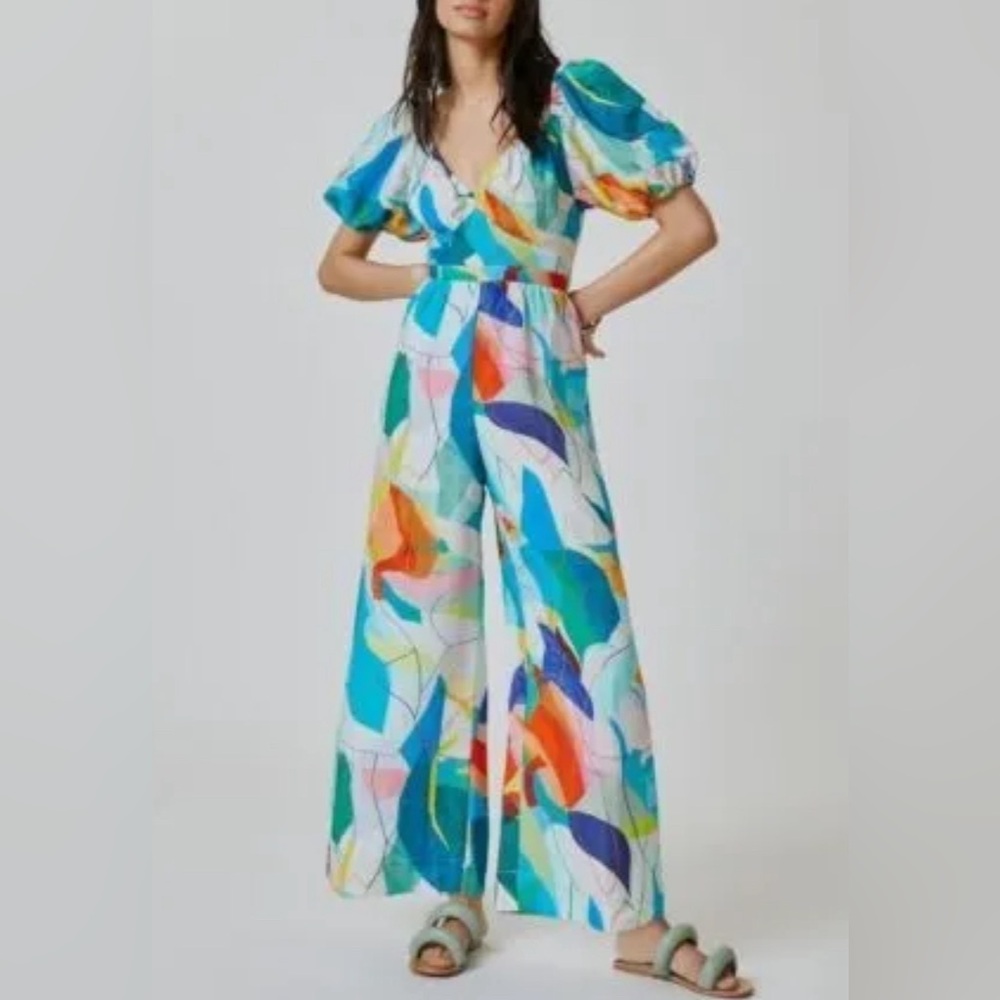 Anthropologie Ranna Gill Tie-Back Summer Jumpsuit Size Medium